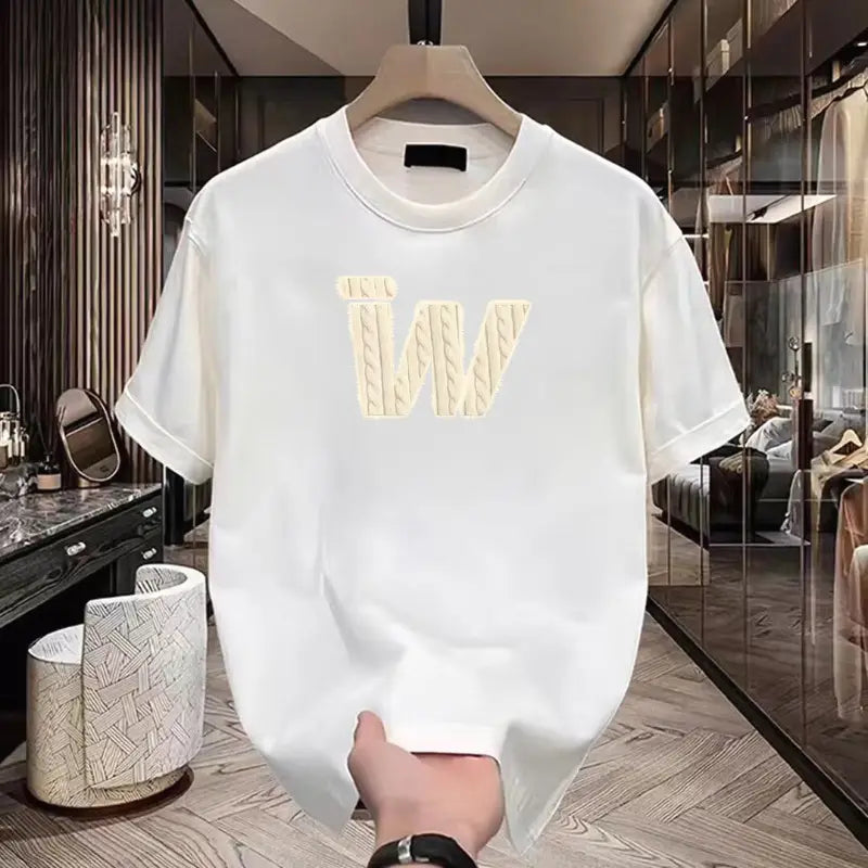 Black Cotton W Graphic T-Shirt Men Women Summer Casual