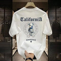 Men White Graphic T-Shirt Summer Streetwear