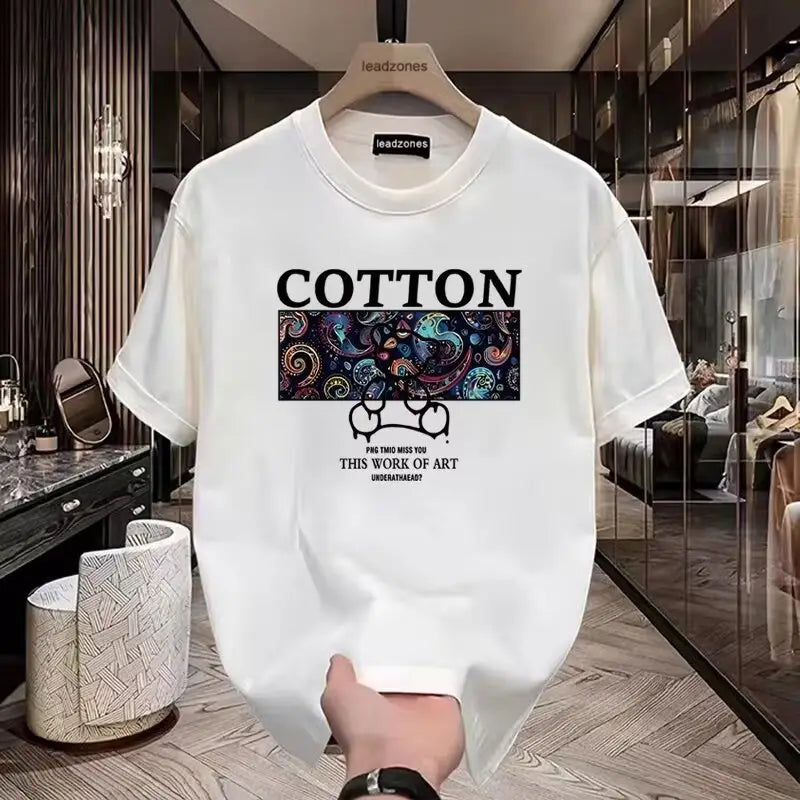 Men Cotton Graphic T-Shirt Loose Fit Summer