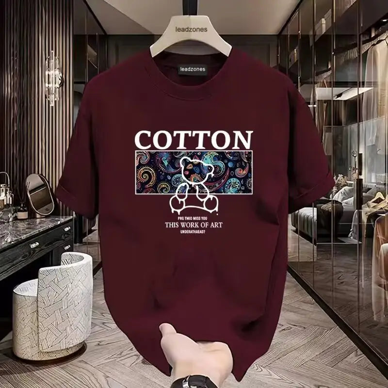 Men Cotton Graphic T-Shirt Loose Fit Summer