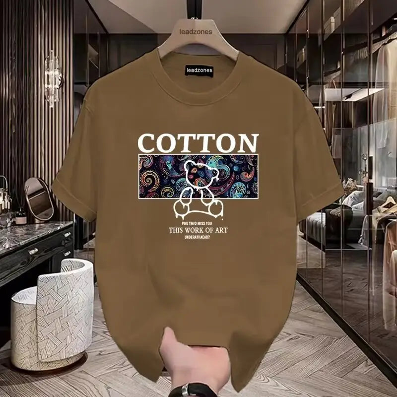 Men Cotton Graphic T-Shirt Loose Fit Summer