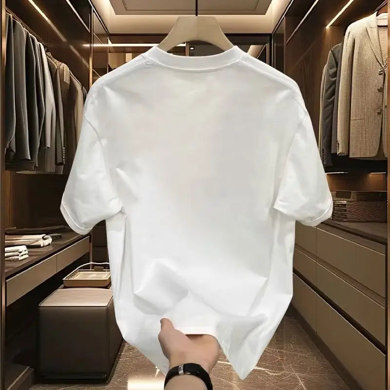 Men White Short Sleeve Graphic T-Shirt Durable Stylish