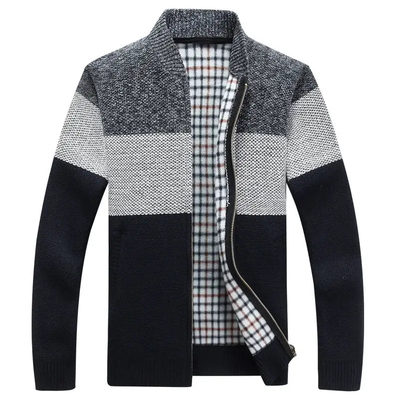 Men's Thick Velvet Zipper Cardigan Autumn Winter Warm Coat