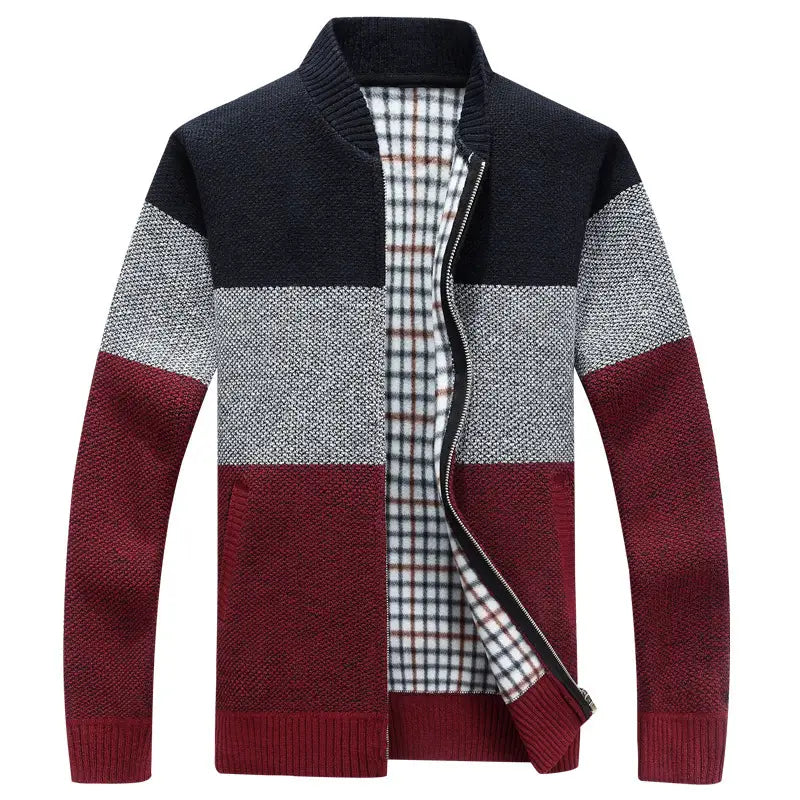 Men's Thick Velvet Zipper Cardigan Autumn Winter Warm Coat