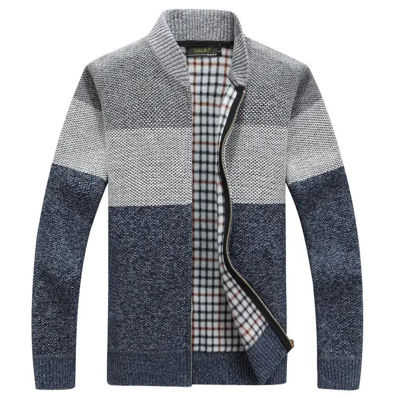 Men's Thick Velvet Zipper Cardigan Autumn Winter Warm Coat