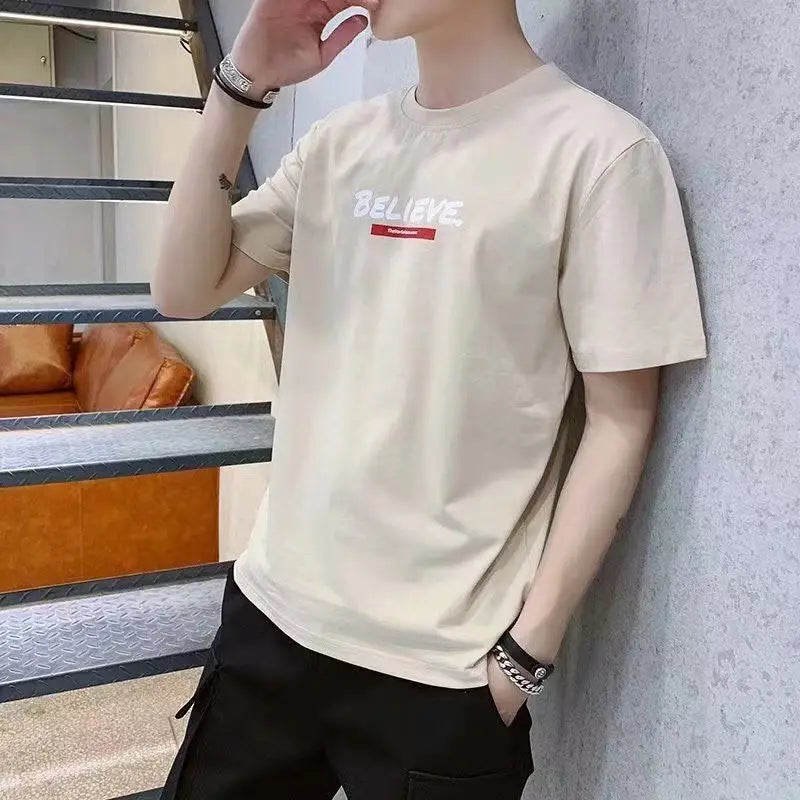Men Slim Fit Black Graphic T-Shirt Summer