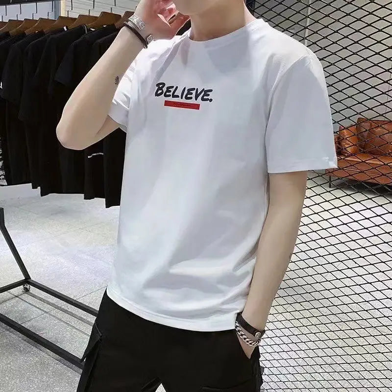 Men Slim Fit Black Graphic T-Shirt Summer