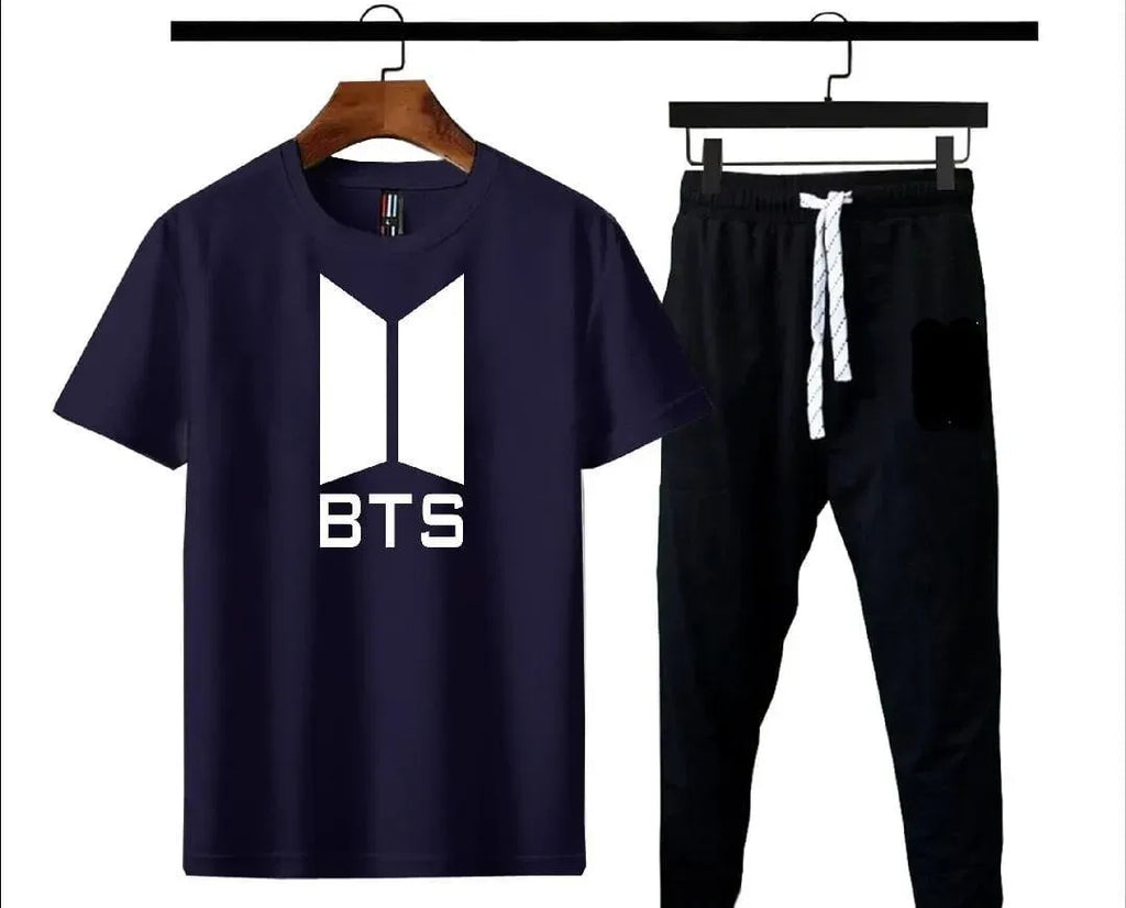 BTS Logo Cotton Track Suit Navy Black Men