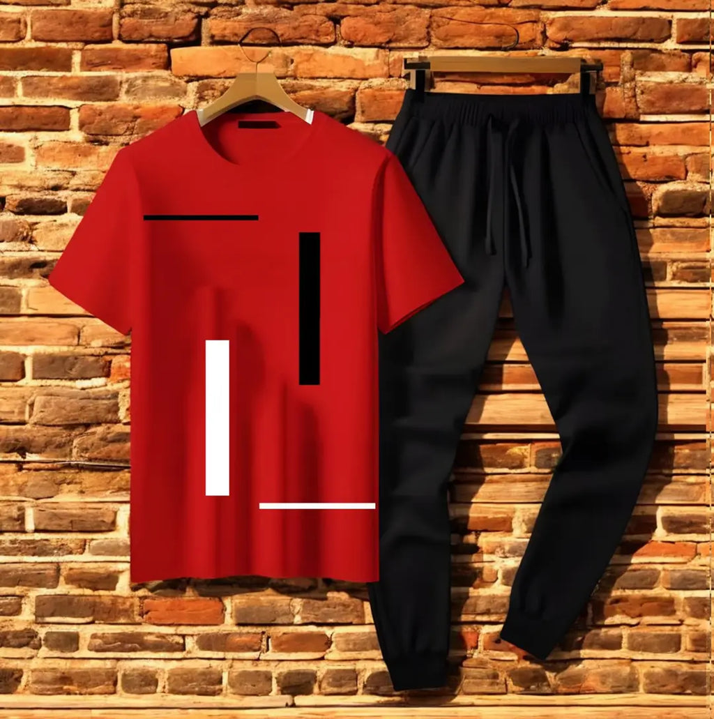 2 Pcs Men's Jersey Printed Track Suit