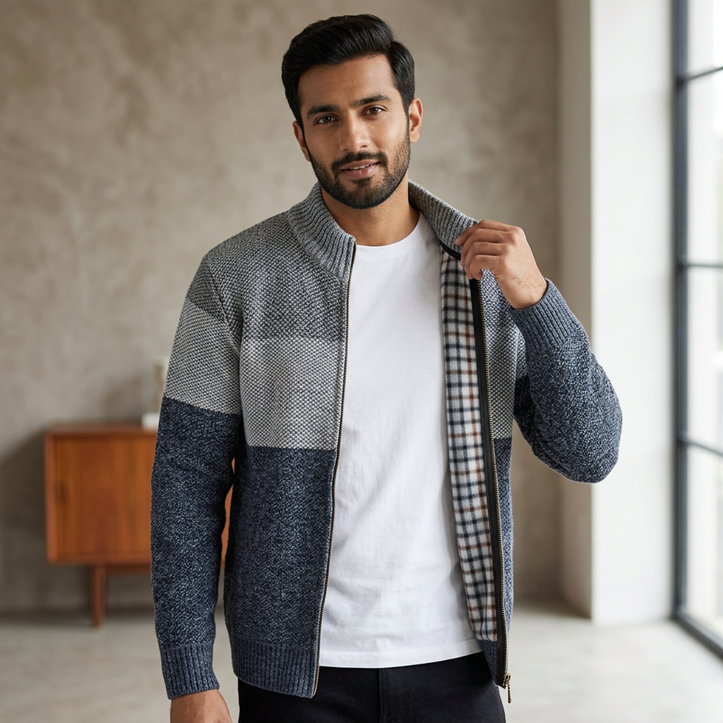 Men's Thick Velvet Zipper Cardigan Autumn Winter Warm Coat
