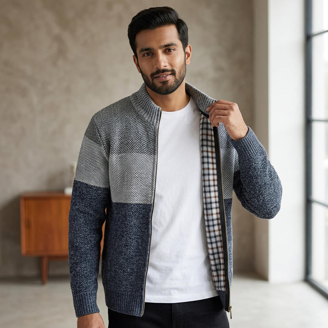 Men's Thick Velvet Zipper Cardigan Autumn Winter Warm Coat